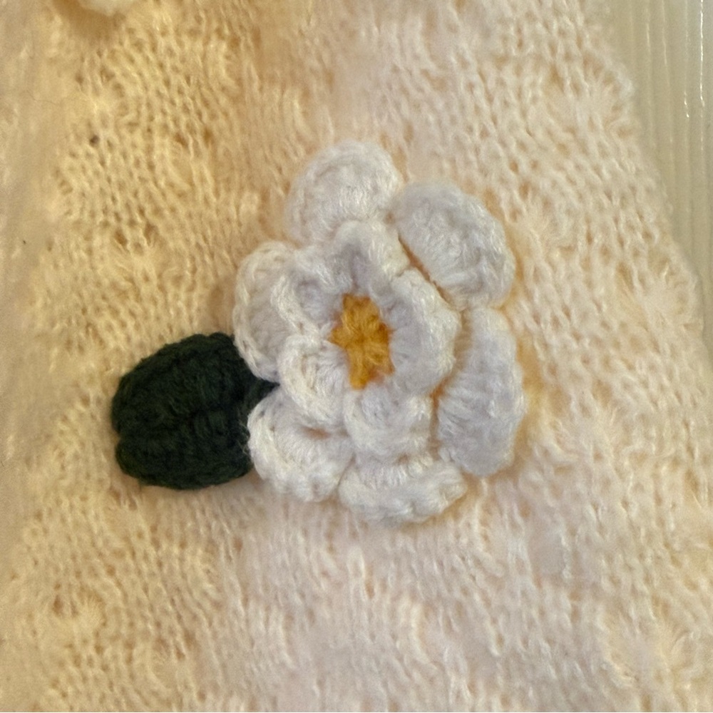 NWT Lulus Chosen Charm Cream Knit Floral Embroidered Cardigan - Picture 7 of 9